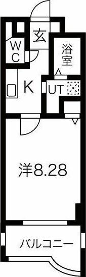 ハートヒルズ矢作(1K/6階)の間取り写真