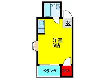 サンハイツ玉造(ワンルーム/2階)の間取り写真