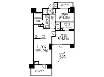 クリオラベルヴィ横濱サウス(1LDK/10階)の間取り写真