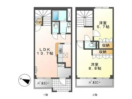 グラシアス・ティエラII(2LDK/1階)の間取り写真