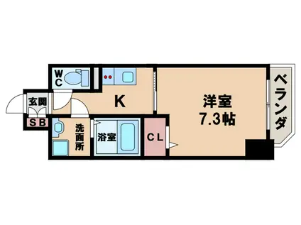 ワールドアイ天王寺ミラージュ(1K/2階)の間取り写真