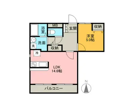 セカンドステージ平針(1LDK/2階)の間取り写真