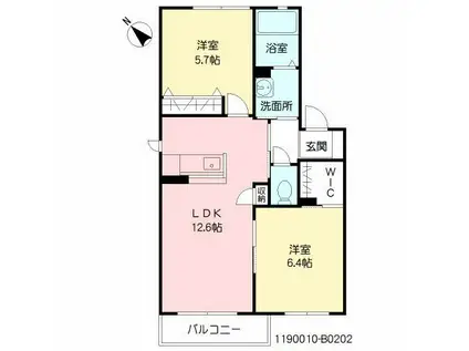 クラニアB棟(2LDK/2階)の間取り写真