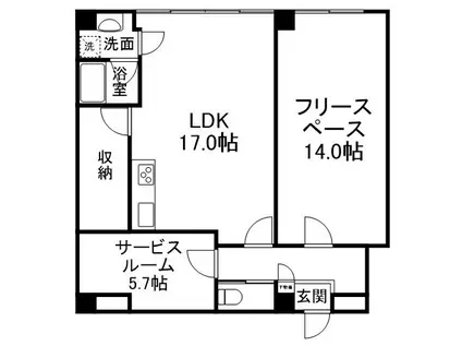 UTSUMI BUILDING(1SLDK/2階)の間取り写真