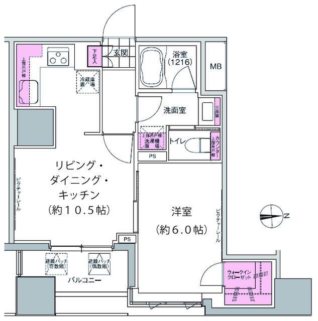 プレジリア東日本橋(1LDK/2階)の間取り写真