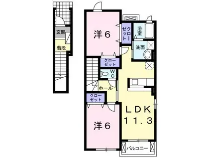 プレーザントハウスF(2LDK/2階)の間取り写真