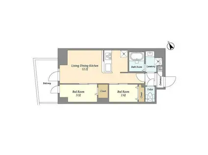 アルファコート曳舟2(2LDK/5階)の間取り写真