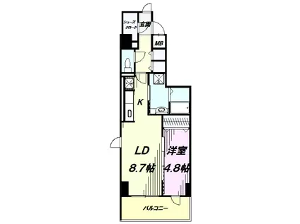 YAMAZAKISEKIYUBLD(1LDK/9階)の間取り写真