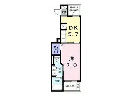 カシータ テラス 湘南(1DK/2階)の間取り写真