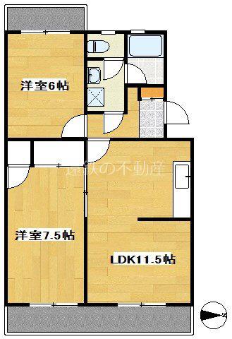 レジデンス曳馬(2LDK/2階)の間取り写真