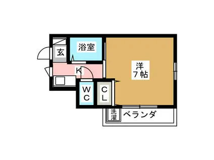 カーサ・デ・ノーチェ(1K/3階)の間取り写真