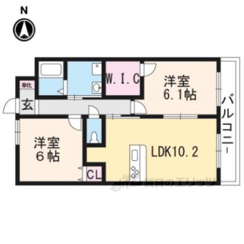 京阪本線 中書島駅 徒歩31分 3階建 築11年(2LDK/1階)の間取り写真