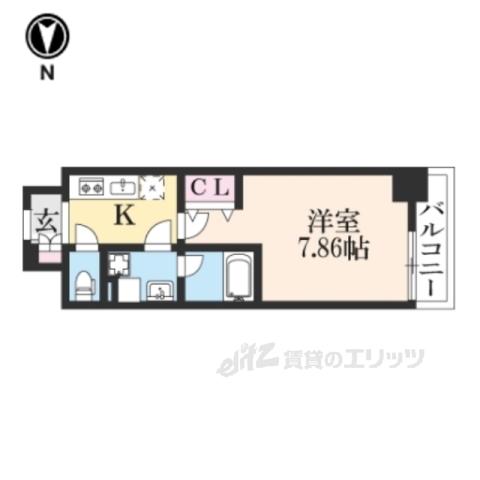 CAVANA九条烏丸(1K/3階)の間取り写真