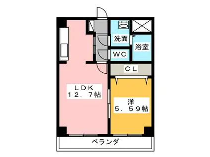 塔世西裏第2MSビル(1LDK/5階)の間取り写真