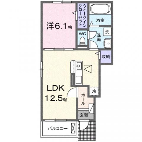 マノワール磯城(1LDK/1階)の間取り写真