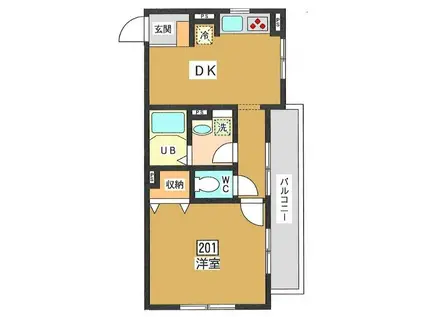 パルコンアーバン梅里(1DK/2階)の間取り写真