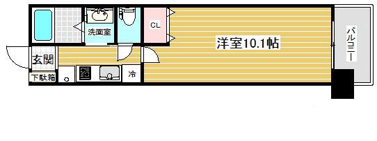 レジディア三宮東(1K/4階)の間取り写真
