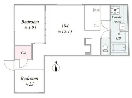 TRIAS148(1LDK/1階)の間取り写真