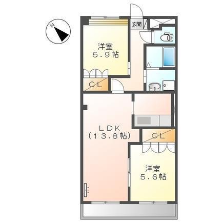 ベル・グラース(2LDK/2階)の間取り写真