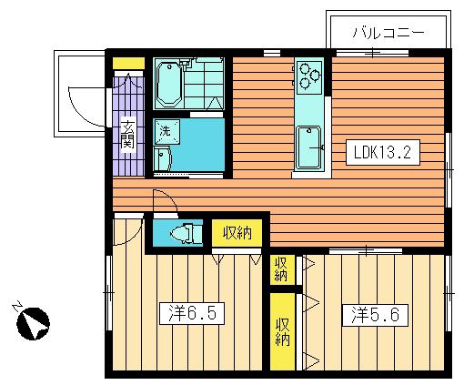 T.グレージュ(2LDK/2階)の間取り写真