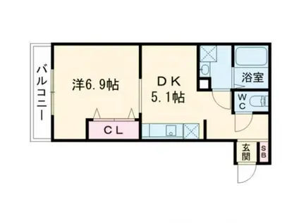 FELIZ岸和田(1DK/3階)の間取り写真