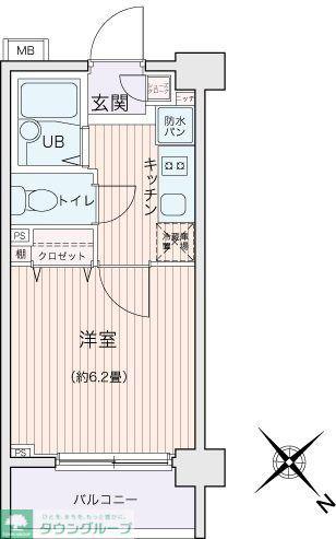 エコロジー都立大学レジデンス(1K/6階)の間取り写真