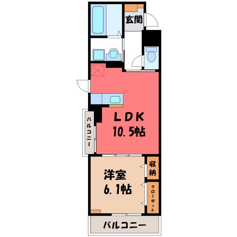 クラール 大島 A(1LDK/3階)の間取り写真