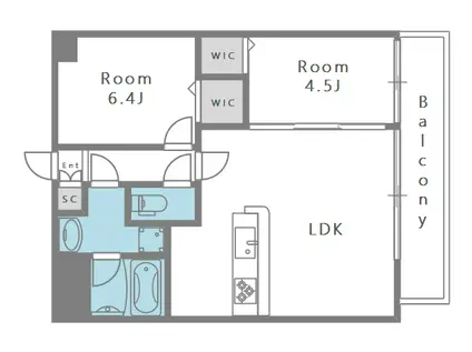 ブリエウメキタ(2LDK/7階)の間取り写真