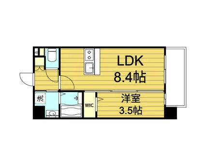 LUXE玉造南(1LDK/11階)の間取り写真