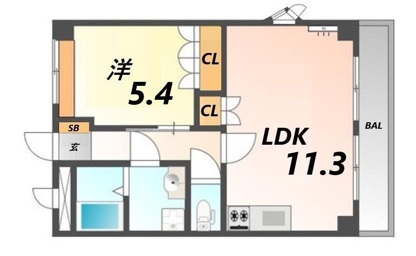 メゾンフレグランス(1LDK/1階)の間取り写真