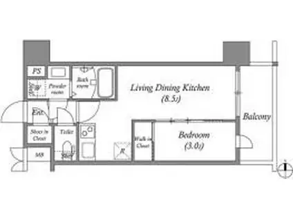 アドバンス江坂東デパール(1LDK/9階)の間取り写真