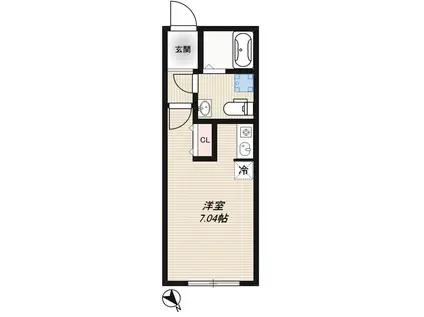 BRANCHE武蔵小山(ワンルーム/2階)の間取り写真