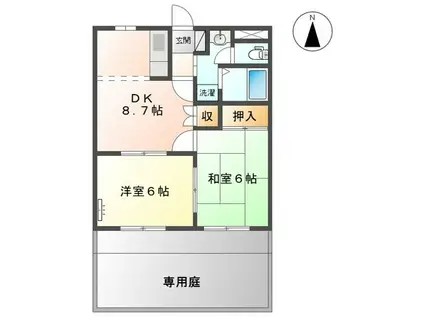 シャトーサンタ(2DK/1階)の間取り写真