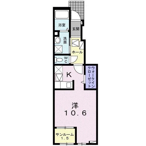 ラーク森II(1K/1階)の間取り写真