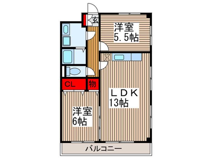 せぞん若海(2LDK/4階)の間取り写真