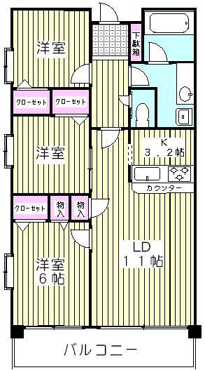 サニーコート西川口(3LDK/5階)の間取り写真