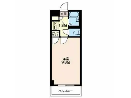 ジュネス佐久間(ワンルーム/2階)の間取り写真