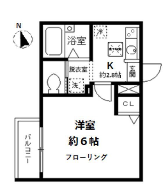 コロネード(1K/2階)の間取り写真