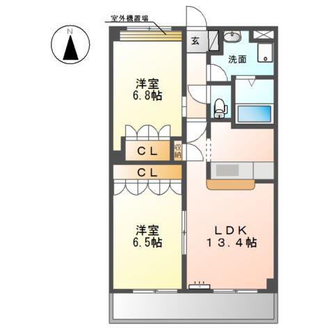 ミルトハウゼ(2LDK/3階)の間取り写真
