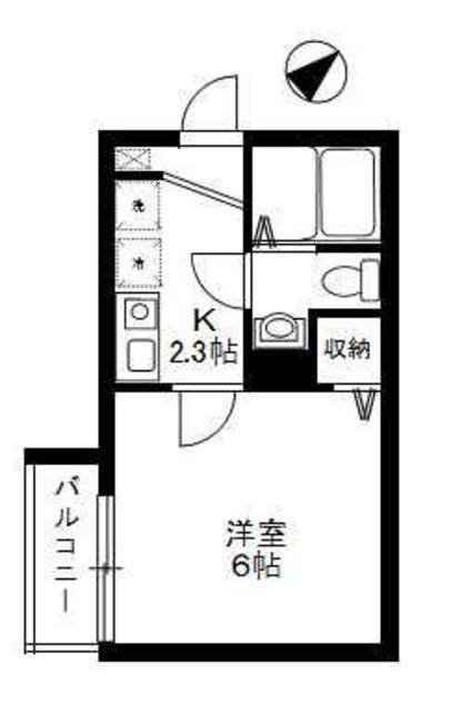アーク山手(1K/2階)の間取り写真