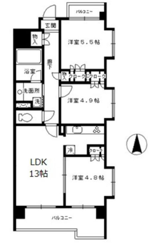 ザ・グランフォーリア西日暮里 赤土小学校前ステーションマークス(3LDK/11階)の間取り写真