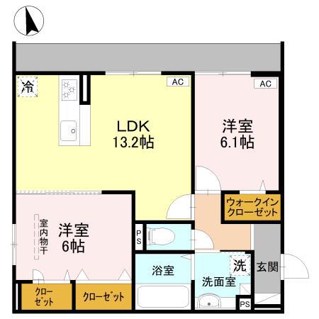 エクシードII(2LDK/1階)の間取り写真