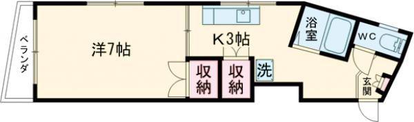 スカイパレス介良(1K/2階)の間取り写真