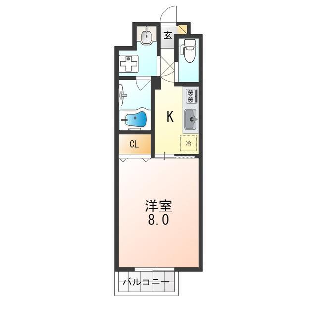 フルール東寺(1K/3階)の間取り写真