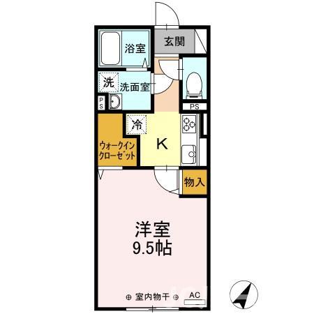 マウントナンバ オータム(1K/2階)の間取り写真