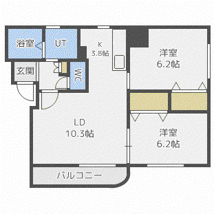 アトレ福住(2LDK/4階)の間取り写真