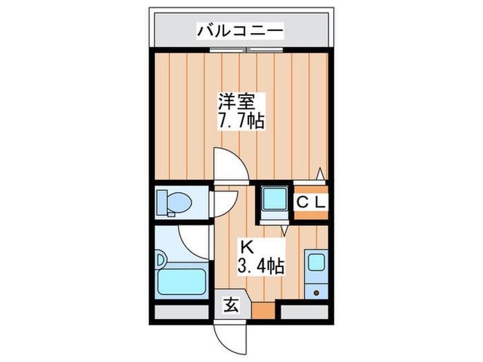 TAIHOレジデンス萱島(1K/1階)の間取り写真