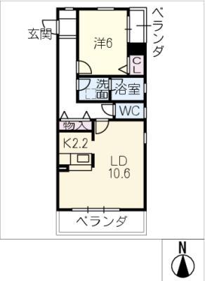 メイプル青山A(1LDK/3階)の間取り写真