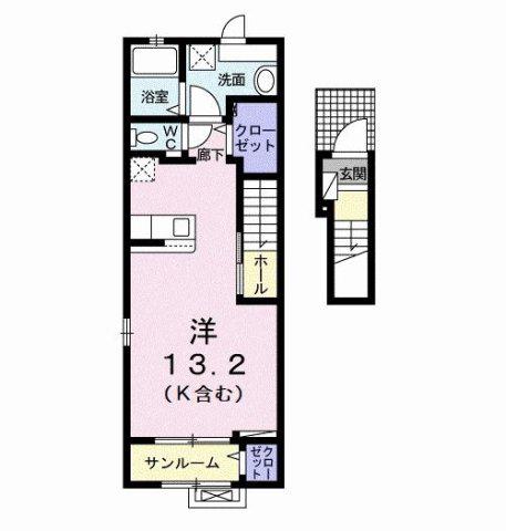 クレアガーデン大高台(ワンルーム/2階)の間取り写真