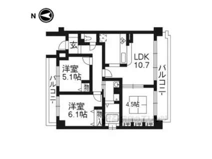 南禅寺東山(3LDK/4階)の間取り写真